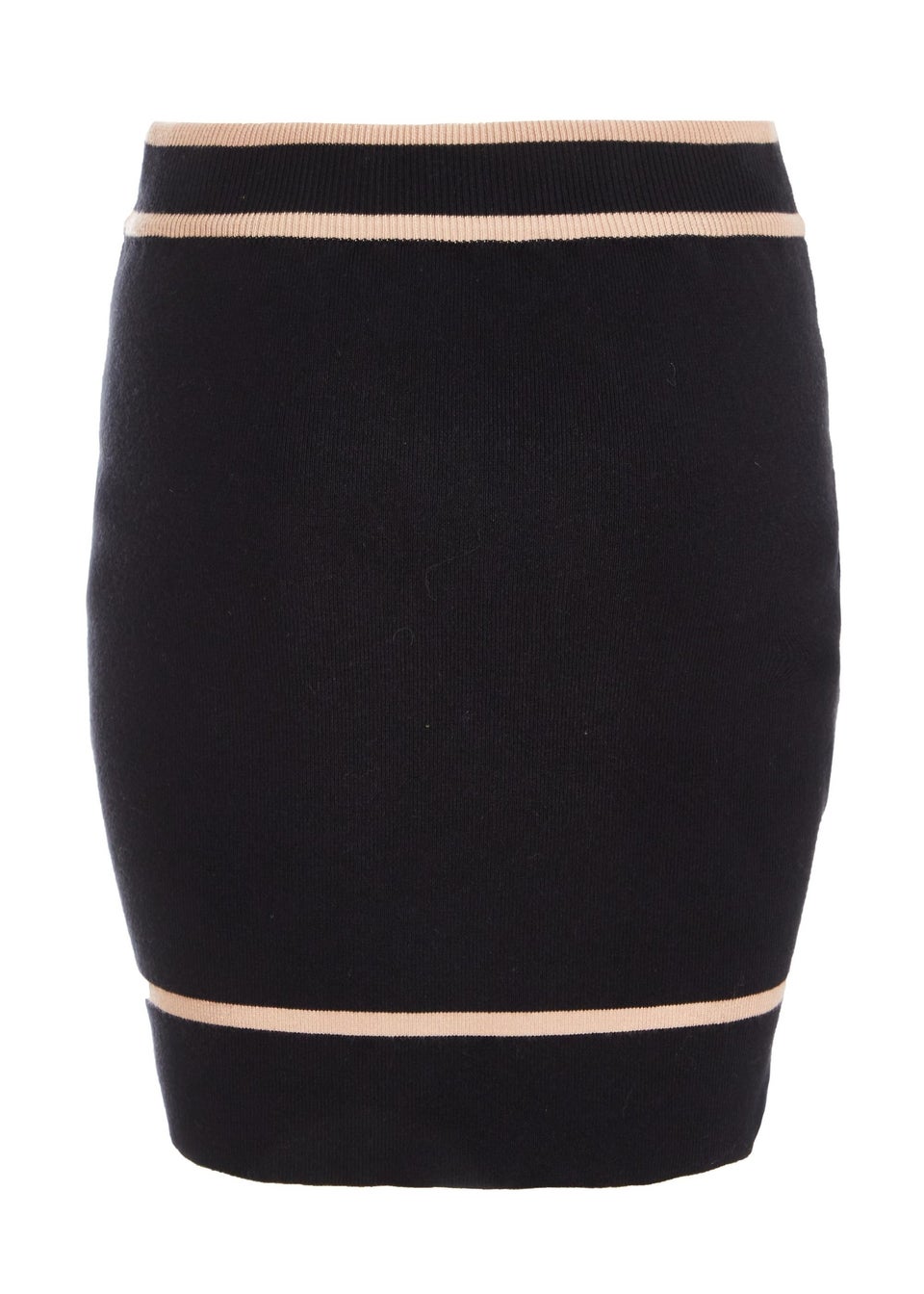 Quiz Black Knit Contrast Trim Mini Skirt