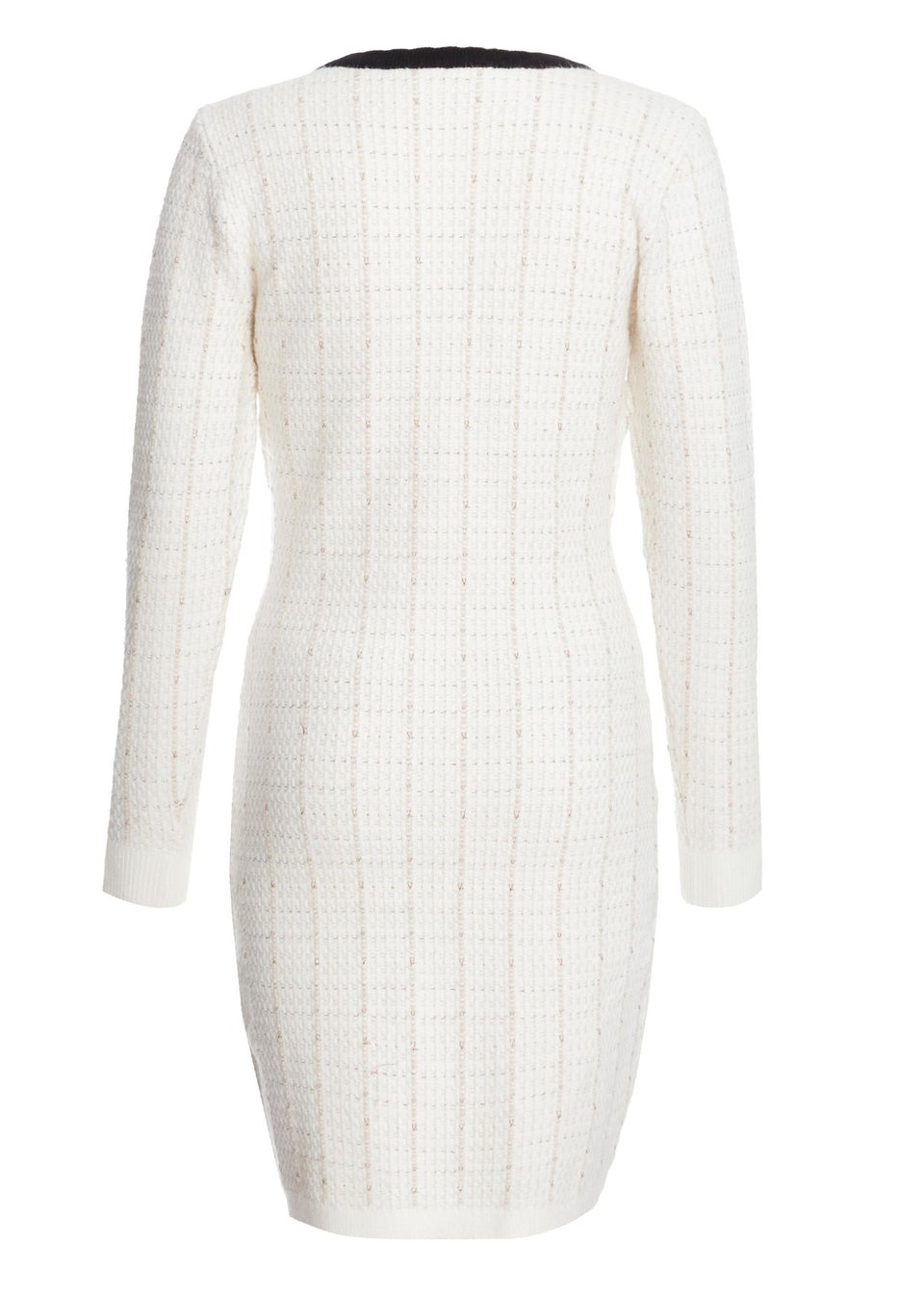 Quiz Cream Boucle Knit Jumper Dress