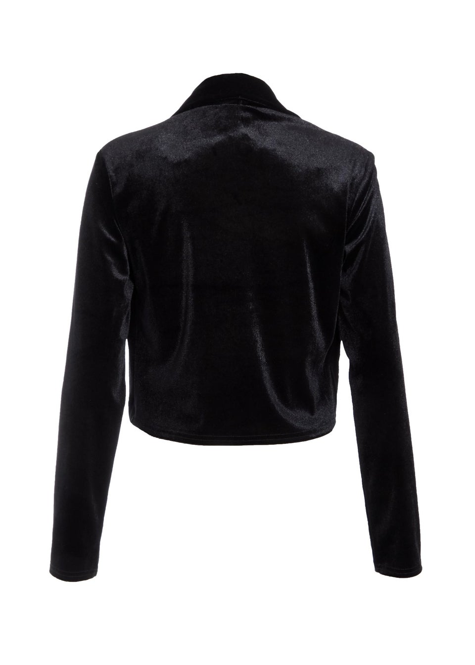 Quiz Black Velvet Cropped Jacket