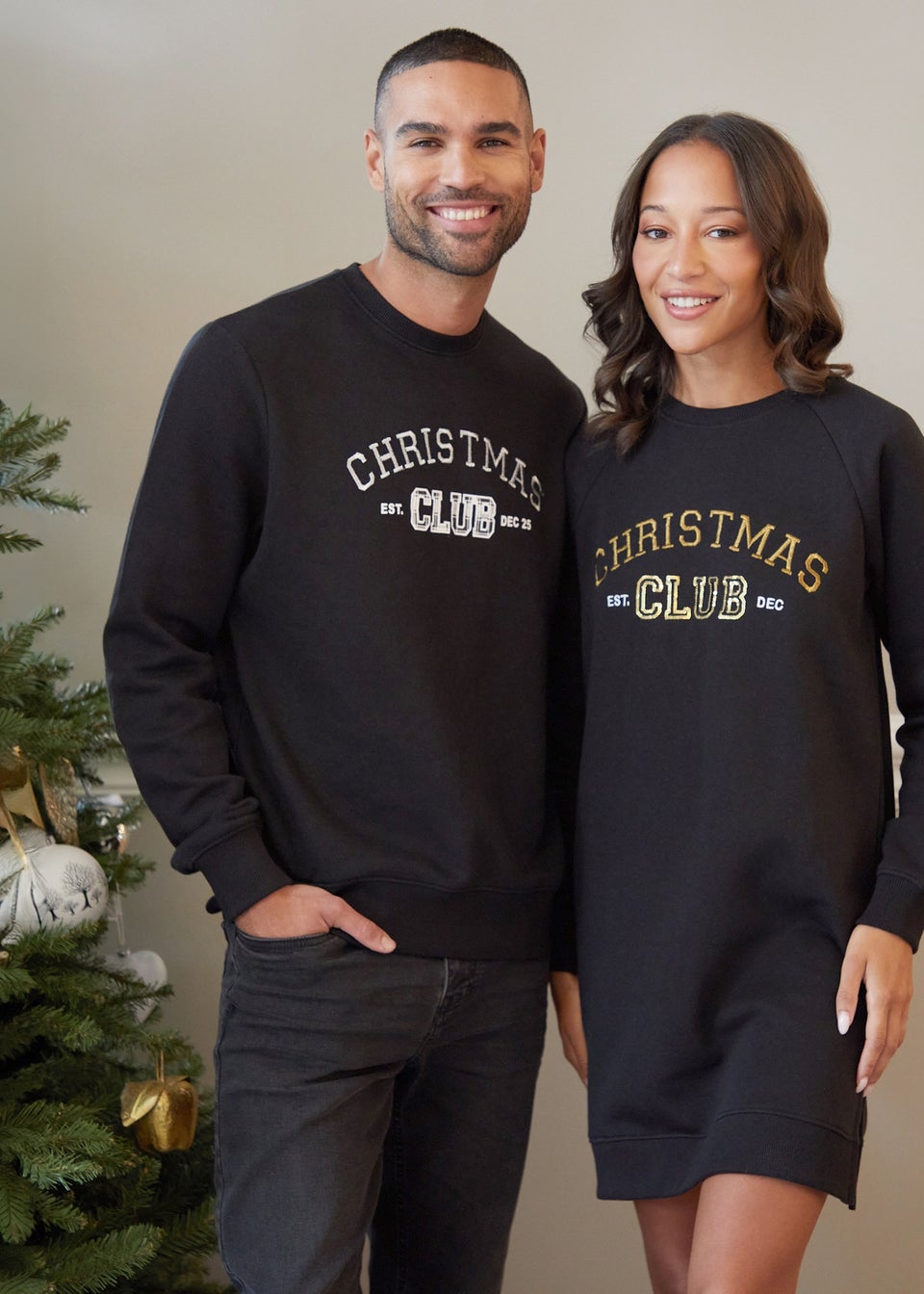 Threadbare Black Christmas Slogan Sweatshirt Matalan