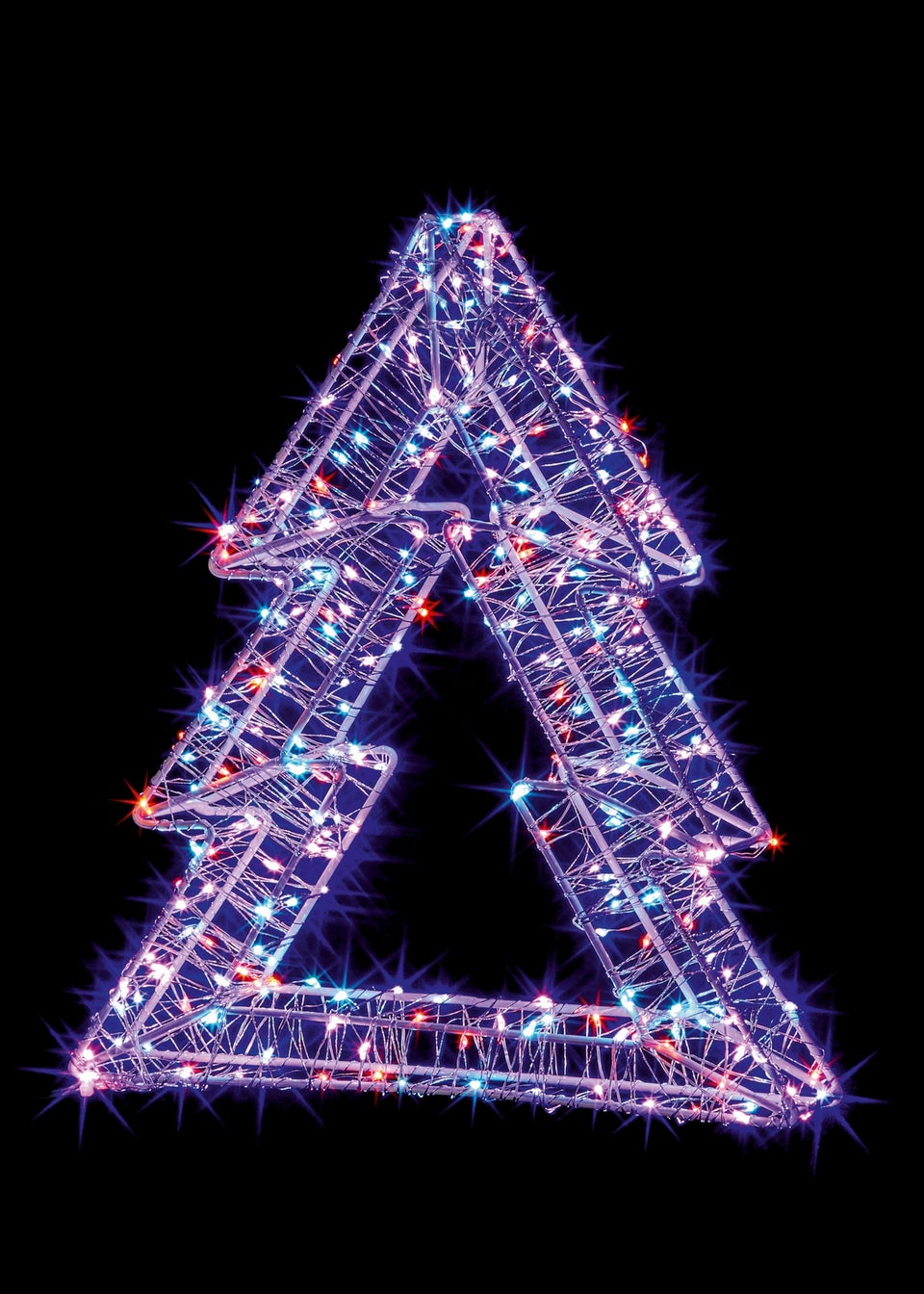 Premier Decorations White Wire Wrapped Tree with 300 Rainbow LEDs 30cm