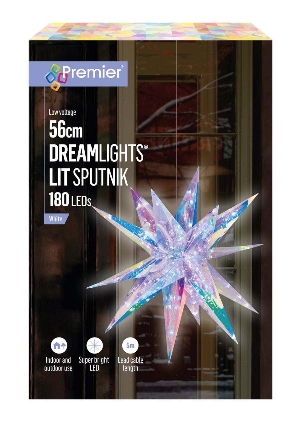 Premier Decorations Dream Light Sputnik with 180 White LEDs 56cm