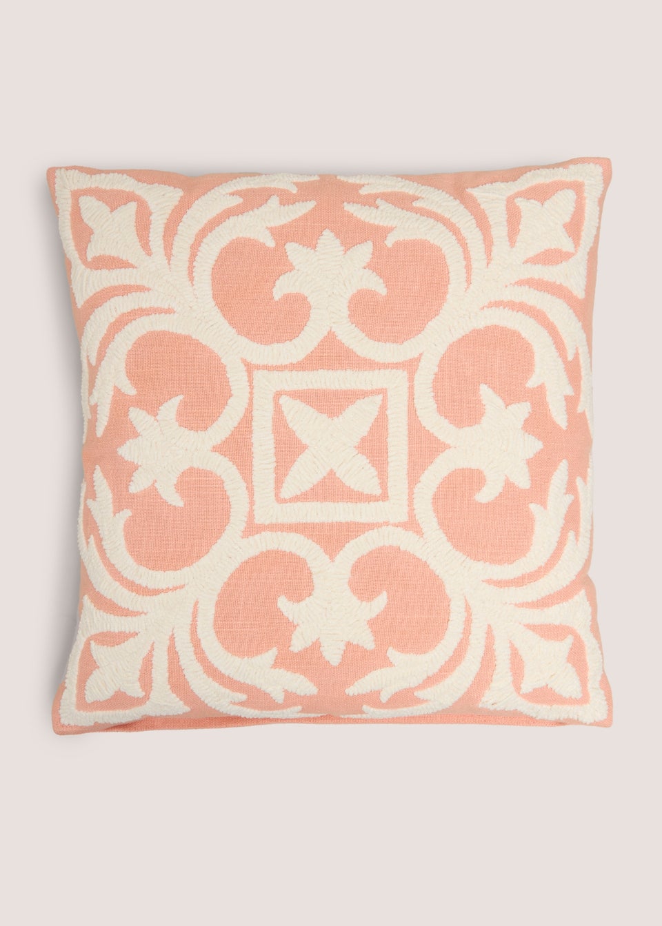 Coral Ornate Embroidery Cushion