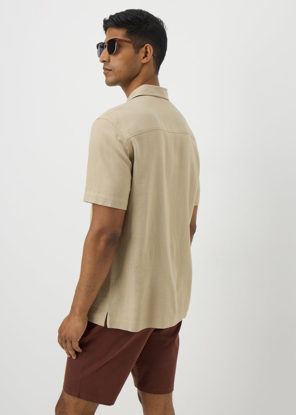 Stone Linen Blend Co Ord Shirt