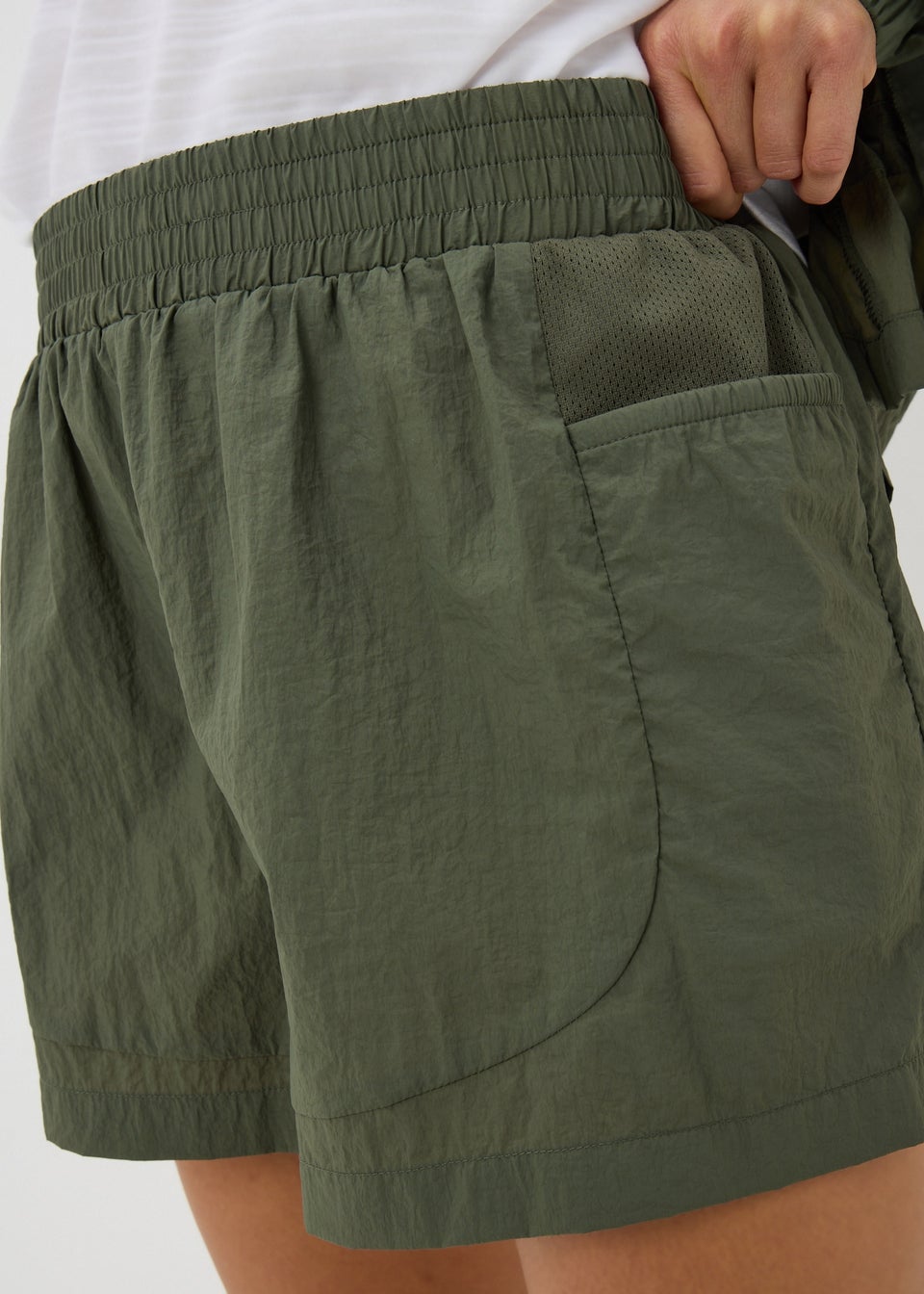 Souluxe Khaki Co Ord Woven Running Shorts