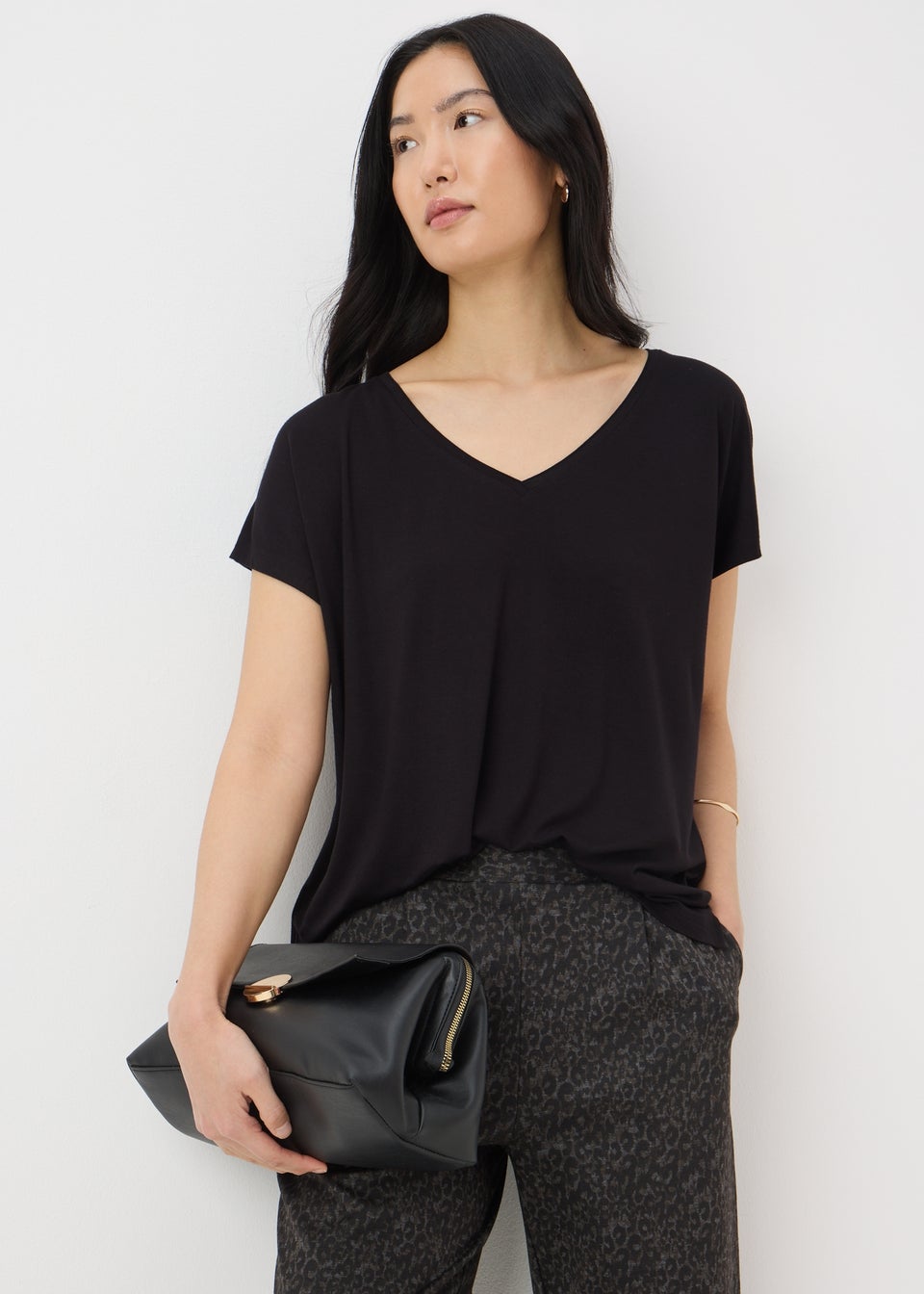 Black V-Neck Relaxed Fit T-Shirt