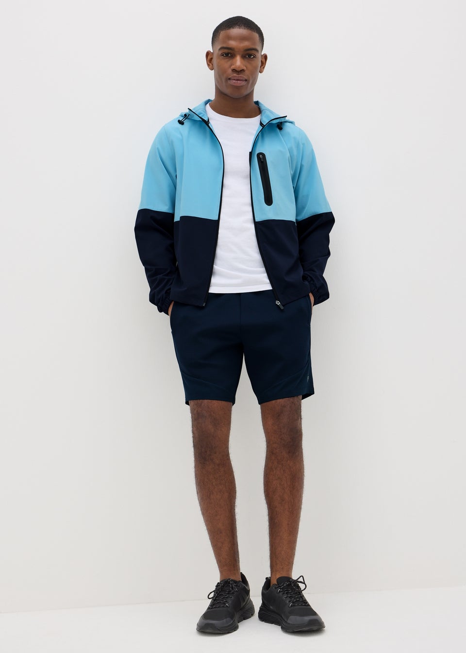 Souluxe Blue Block Zip Thru Hoodie