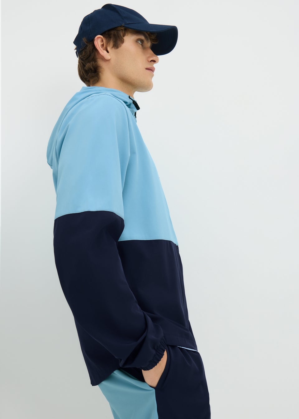 Souluxe Blue Block Zip Thru Hoodie