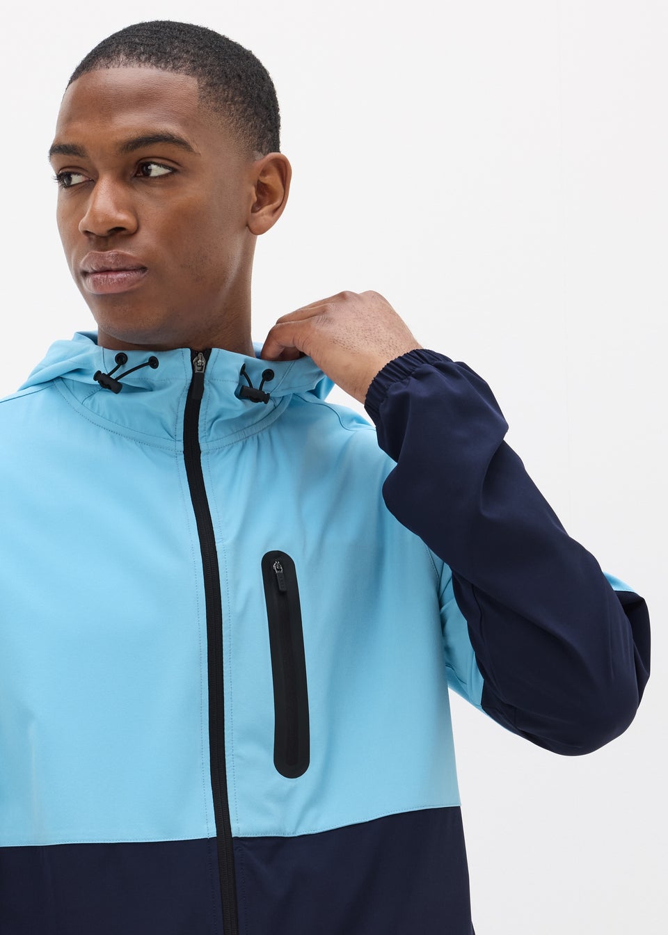 Souluxe Blue Block Zip Thru Hoodie