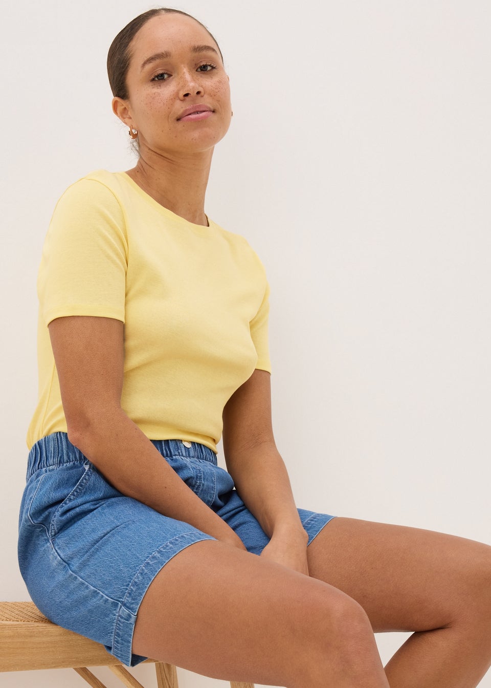 Yellow Fitted Cotton T-Shirt