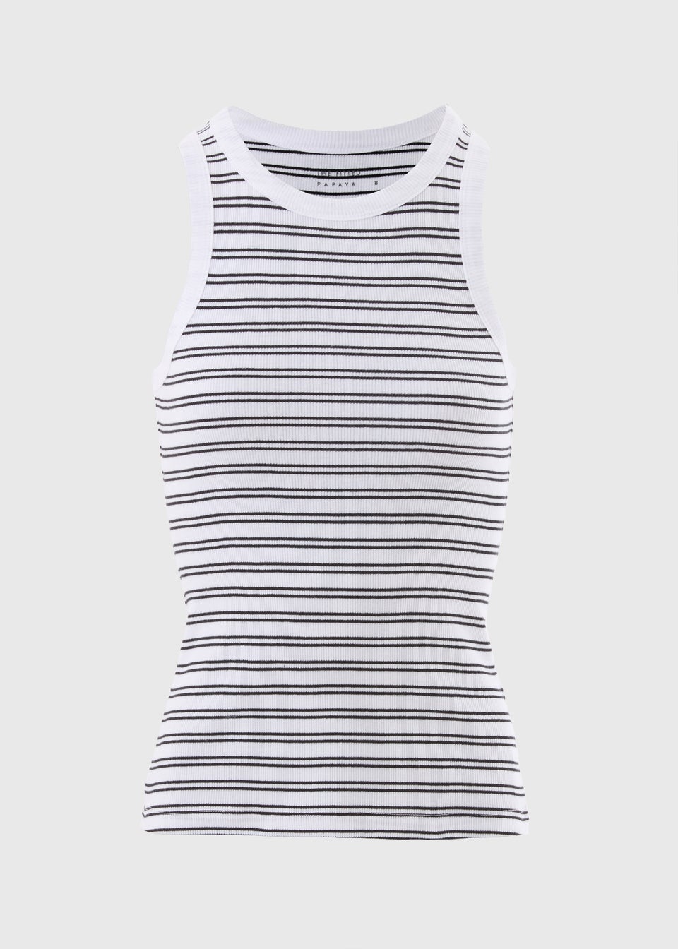 Black Ribbed Stripe High Neck Racer Back Vest Top