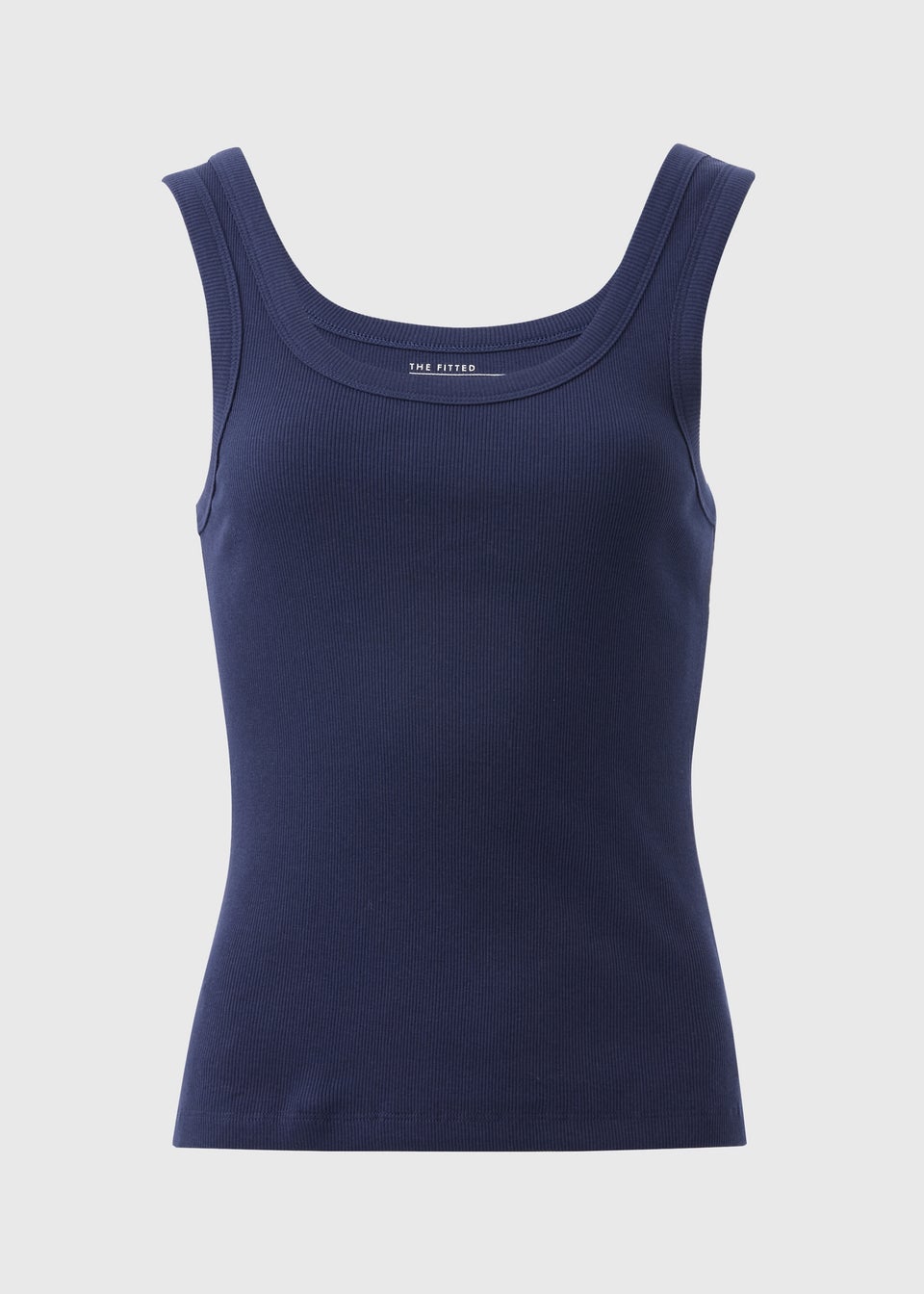 Navy Ribbed Scoop Neck Vest Top