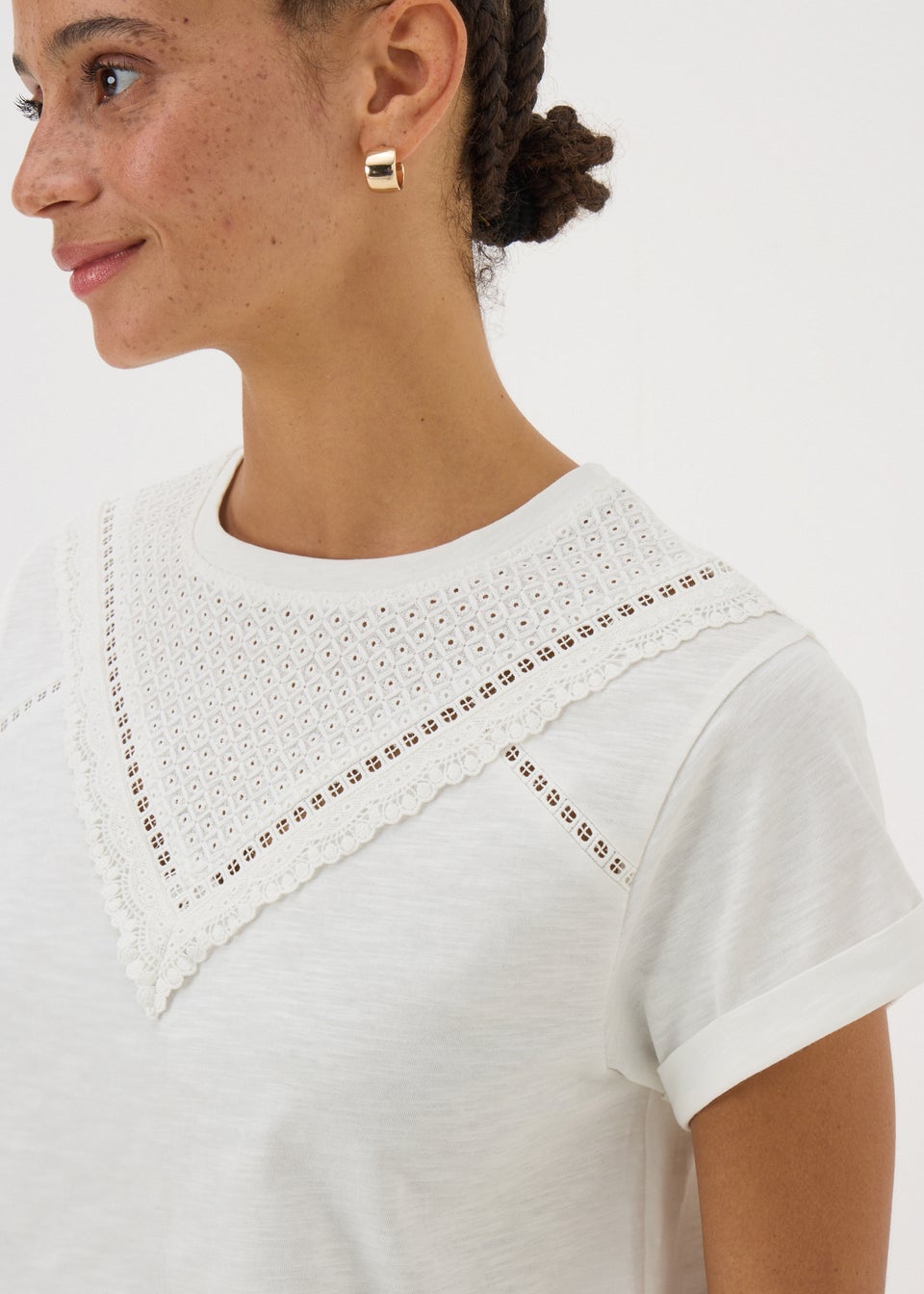 Cream Broderie Top