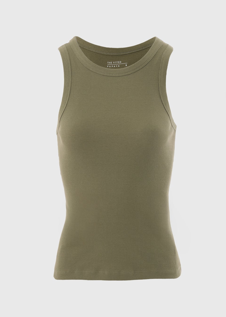 Khaki High Neck Ribbed Vest