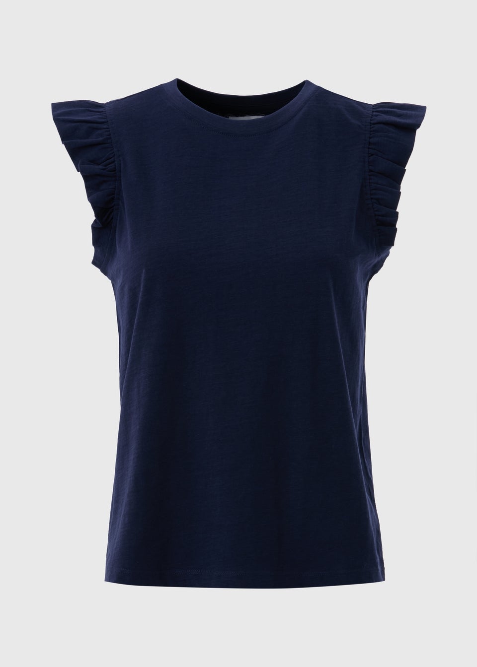 Navy Ruffle Sleeve T-Shirt