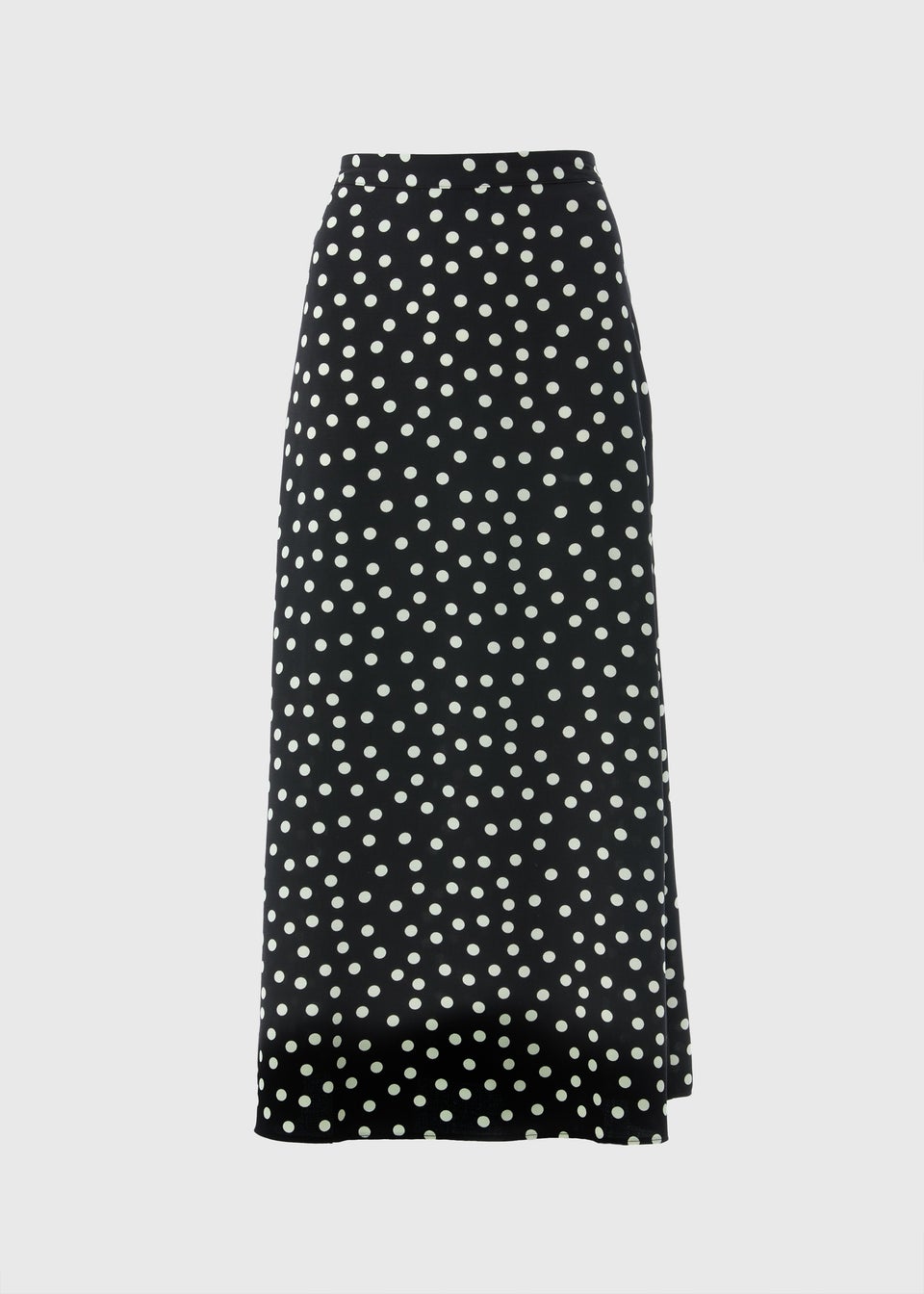 Black Monochrome Spot Flared Hem Midaxi Skirt