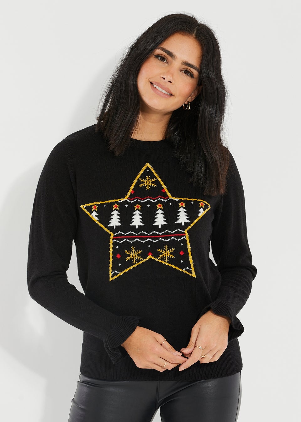 Threadbare Black Elp Fairisle Knitted Christmas Jumper