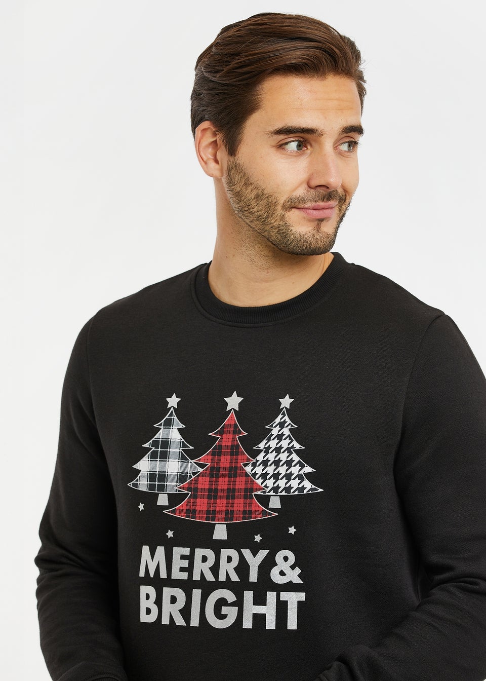 Threadbare Black Crew Neck Christmas Tree Sweatshirt