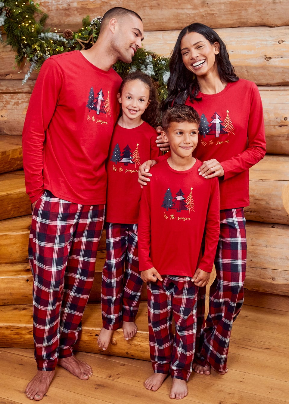 Threadbare Red Season Cotton Check Long Sleeve Christmas Pyjama Set Matalan