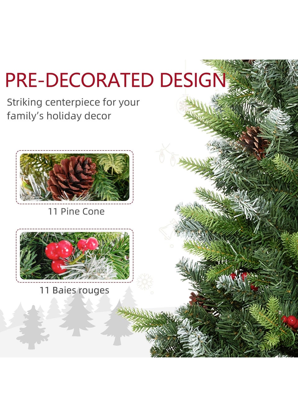 HOMCOM 2 Pieces 3' Prelit Artificial Tabletop Christmas Trees, LED Display