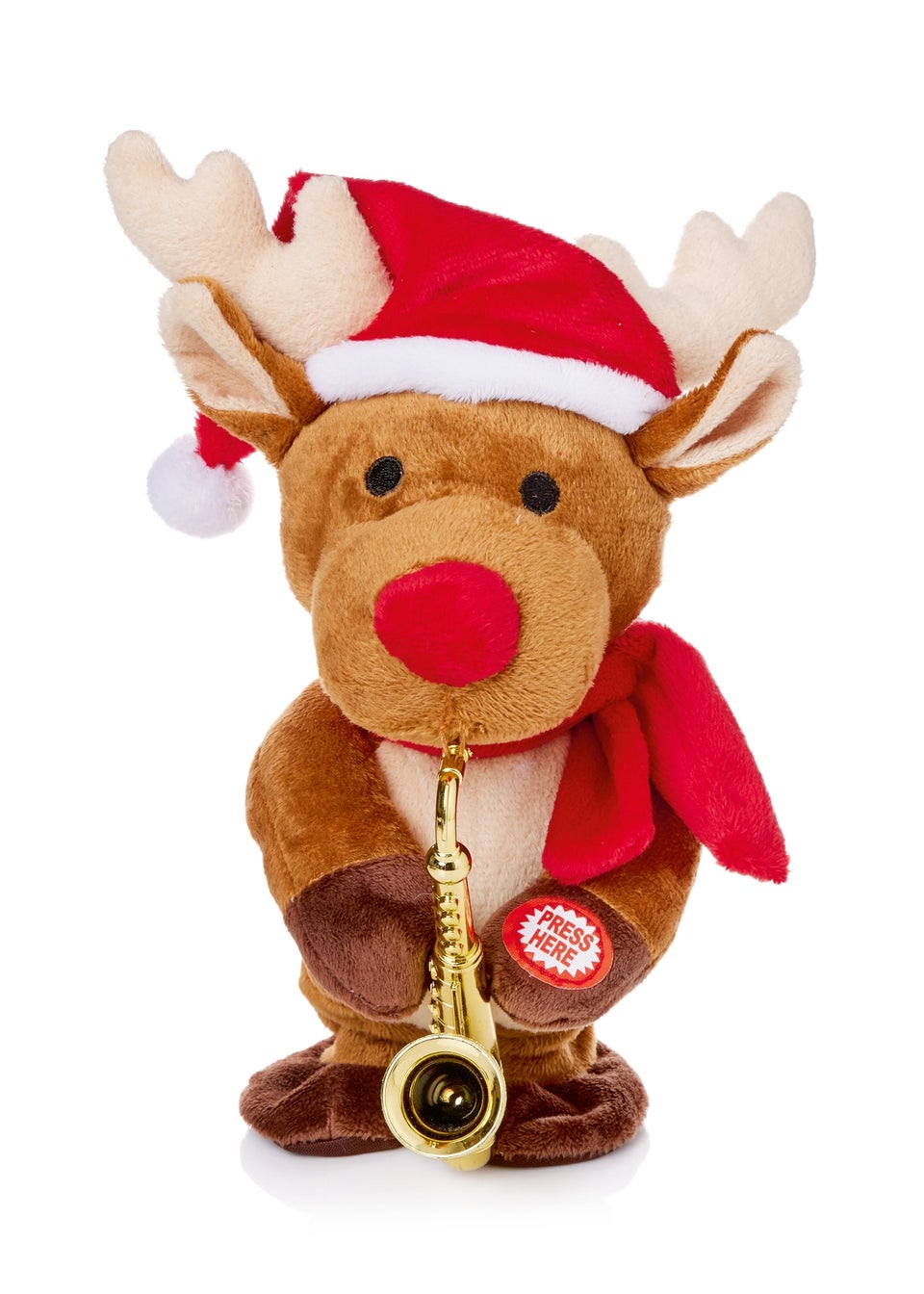 Premier Decorations Battery Operated Musical Reindeer with Saxophone 20cm Matalan