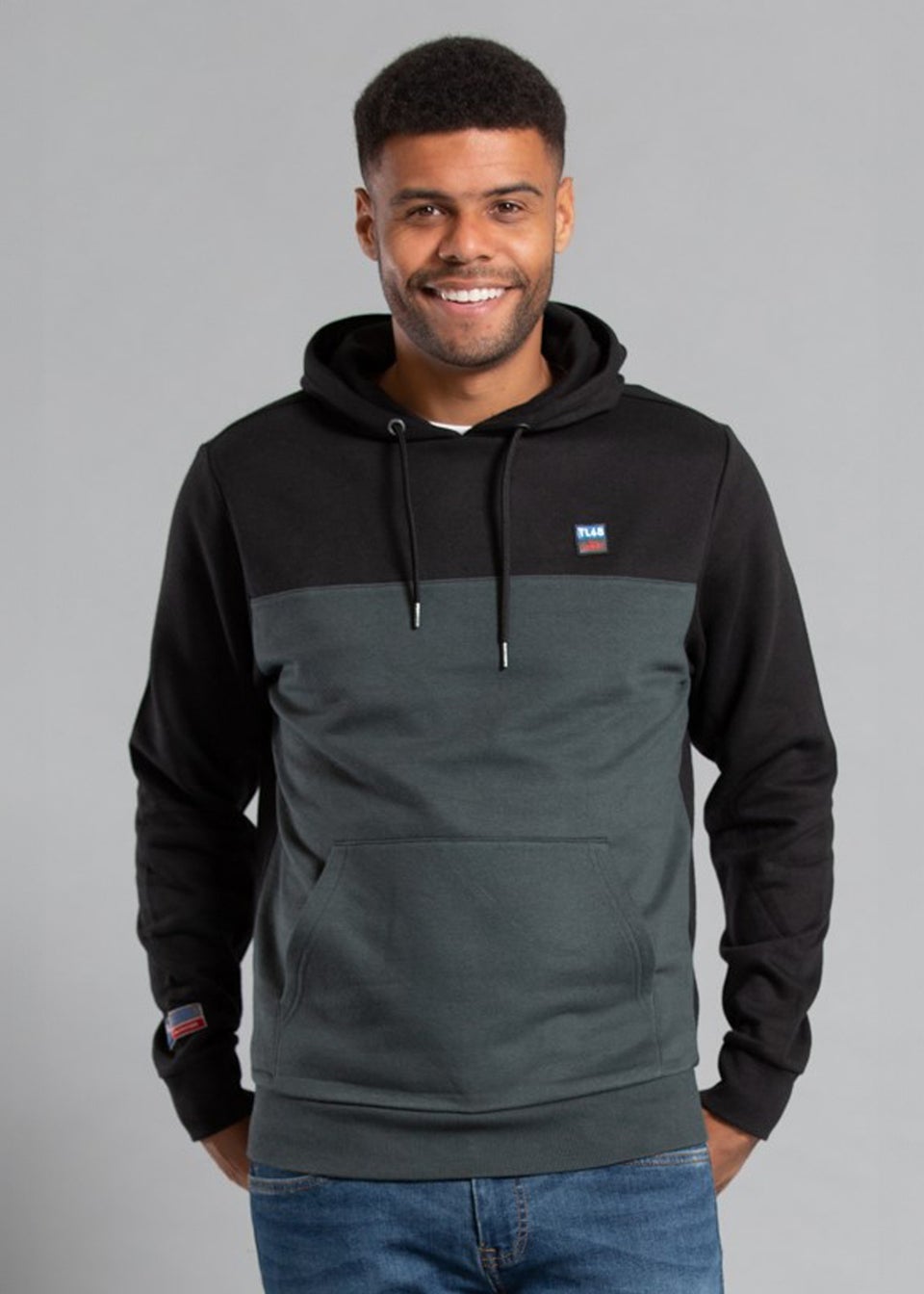 Tokyo Laundry Black Cotton Blend Colourblock Two Tone Hoody