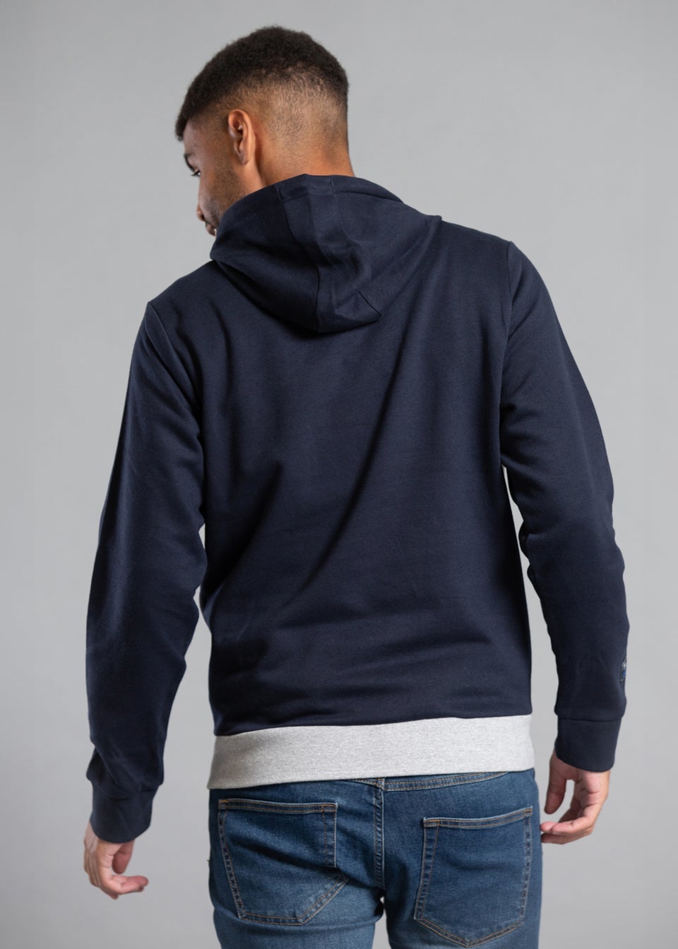Tokyo Laundry Navy Cotton Blend Colourblock Two Tone Hoody