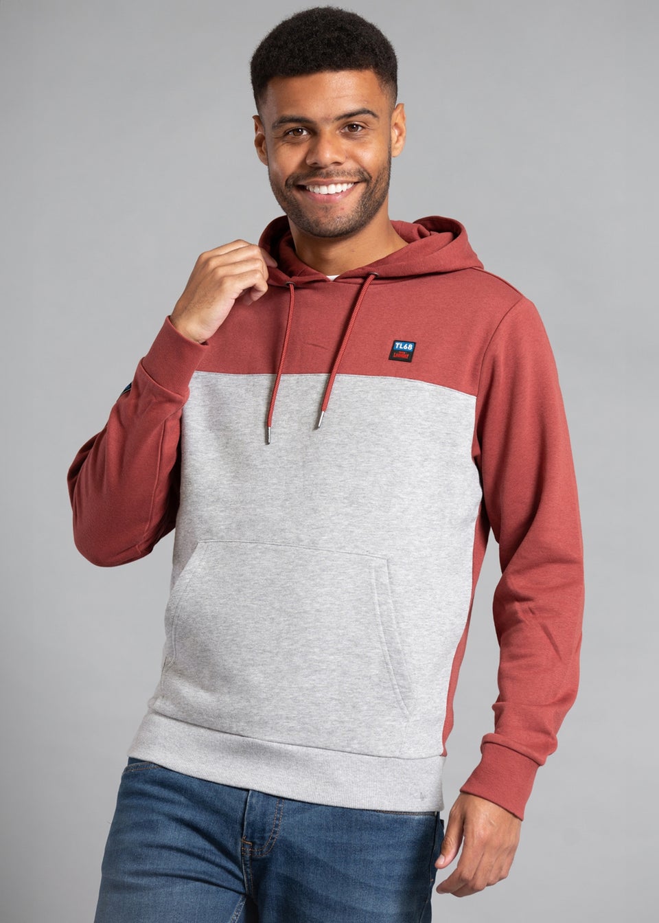 Tokyo Laundry Burgundy Cotton Blend Colourblock Two Tone Hoody
