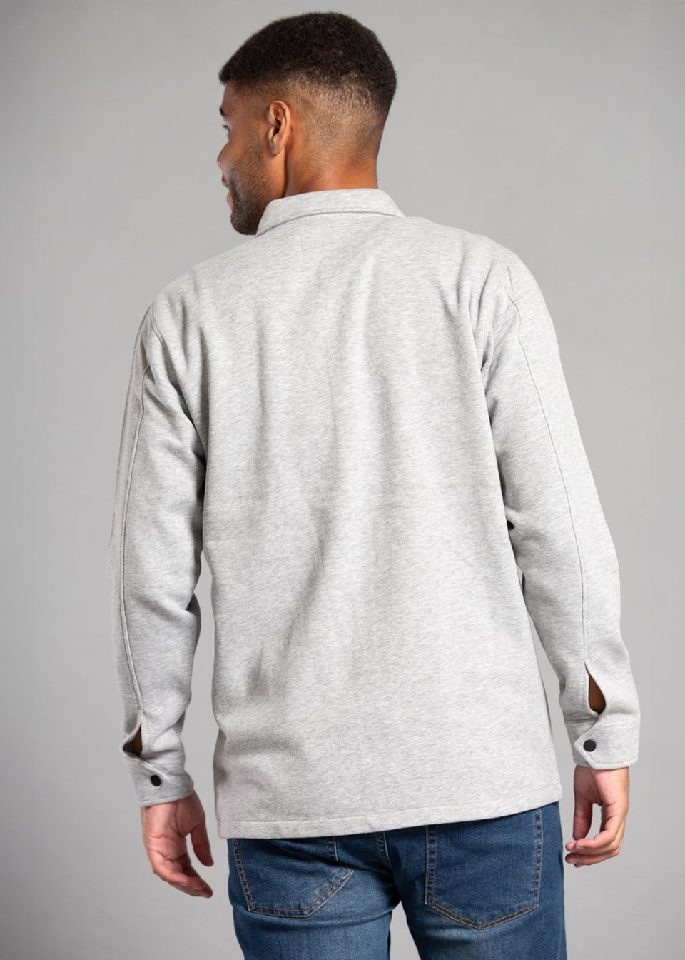 Tokyo Laundry Light Grey Cotton Blend Brush-Back Fleece Shirt