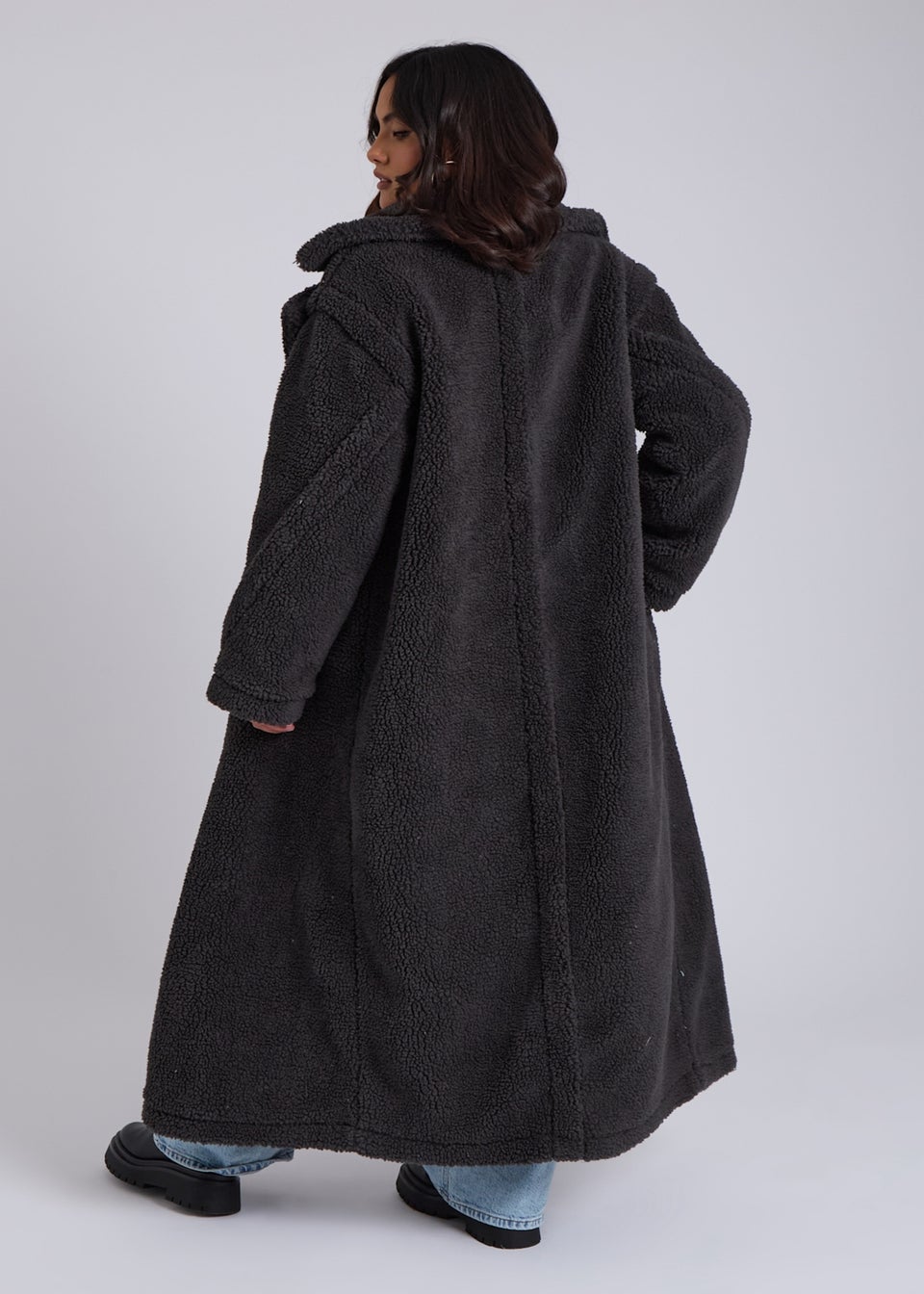 Urban Bliss Charcoal Borg Longline Jacket
