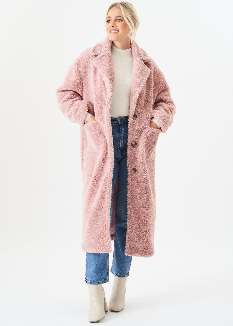Blush pink teddy bear coat on sale