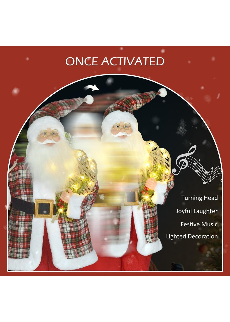 HOMCOM Red Animated Life Size Santa Claus with Sound Activated