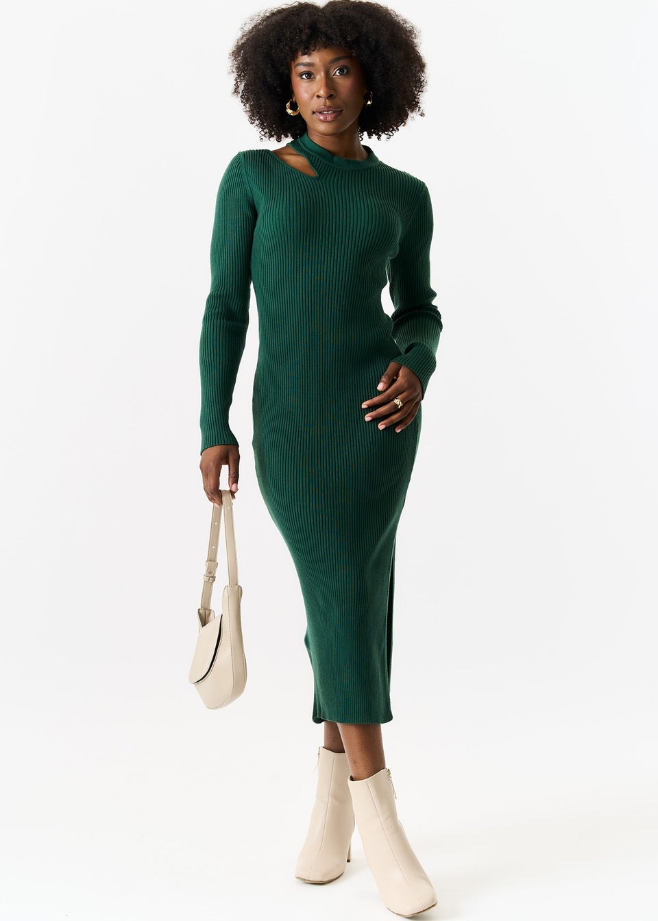 Dark green bodycon midi dress online