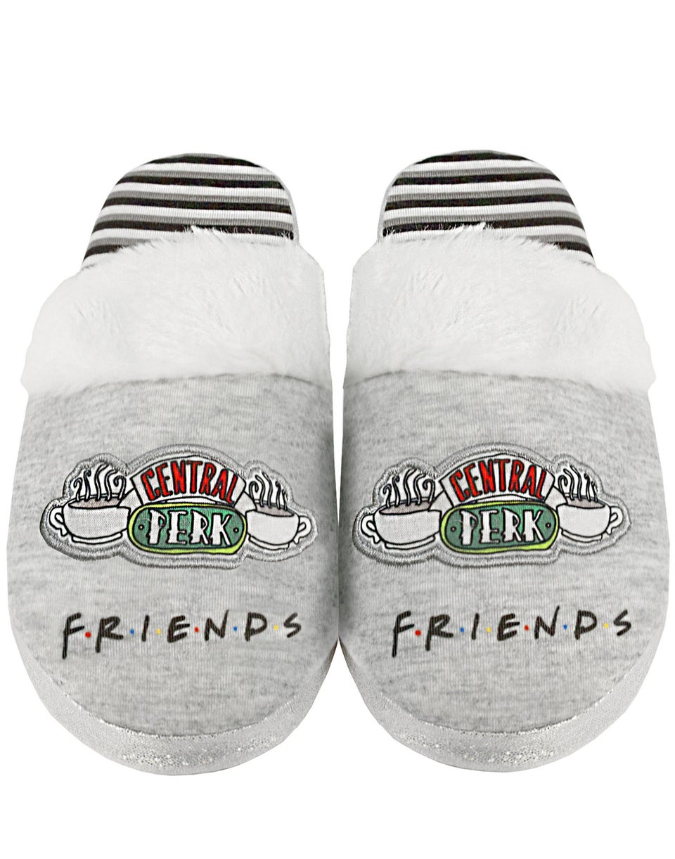 Friends Girls Grey Central Perk Graphic Mule Slippers (1 - 4 Older)