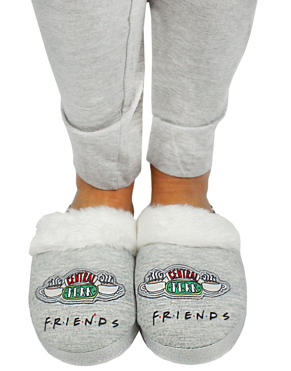 Friends Girls Grey Central Perk Graphic Mule Slippers (1 - 4 Older)