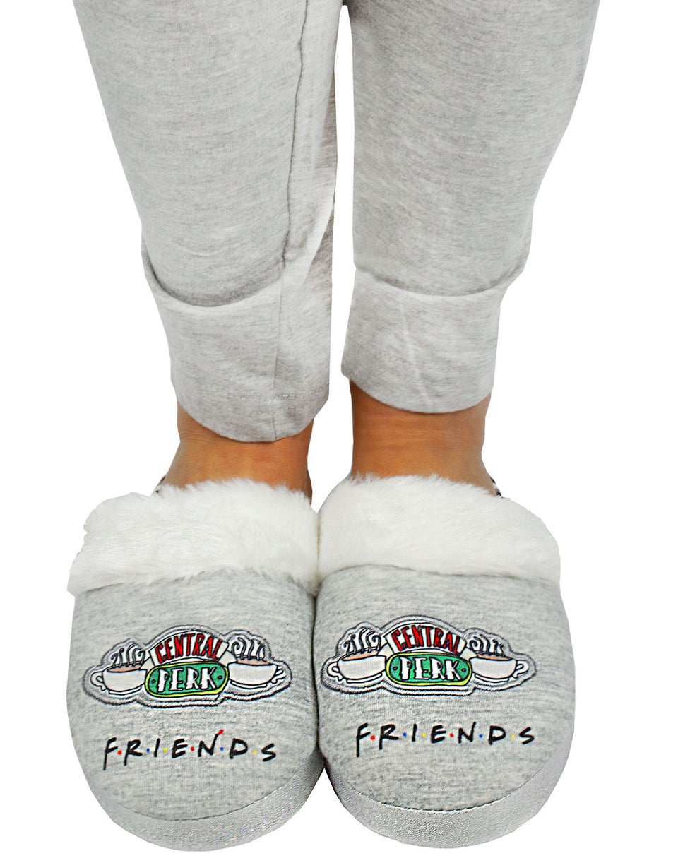 Friends Girls Grey Central Perk Graphic Mule Slippers (1-4 UK Child)