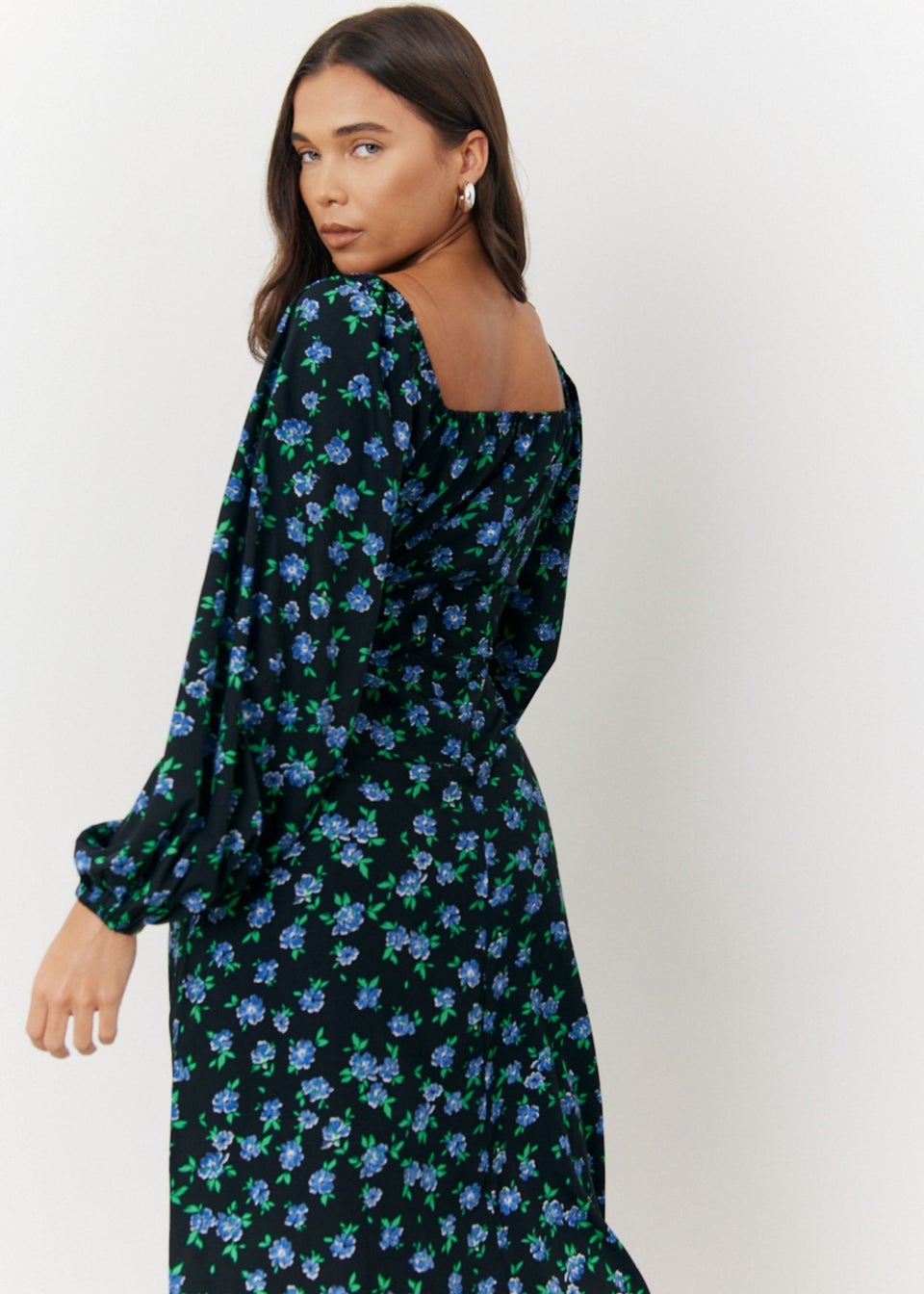 In The Style Black Floral Midi Dress