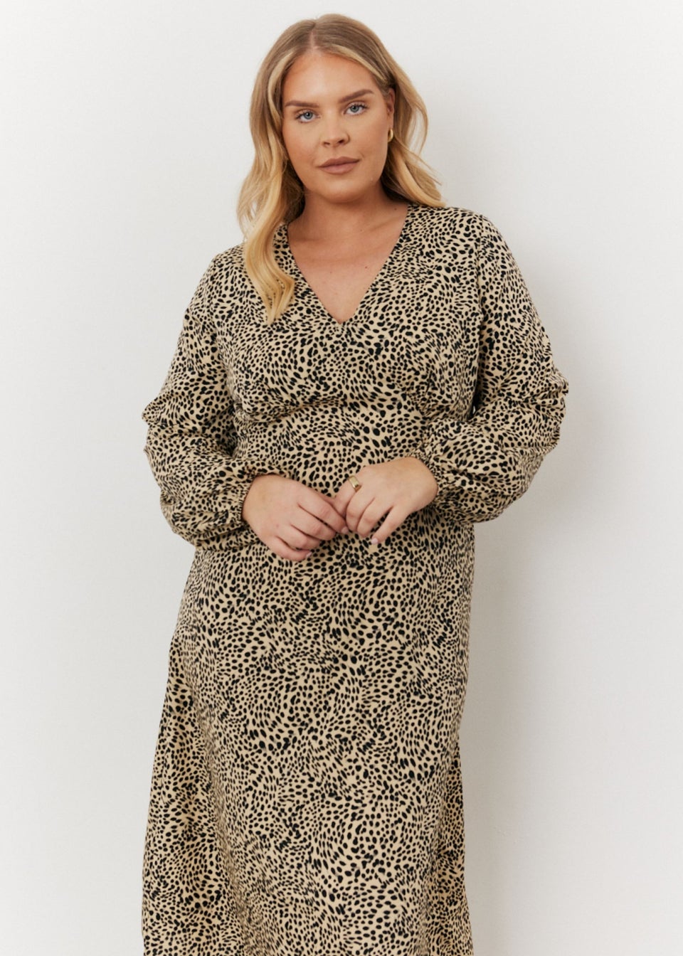 In The Style Beige Animal Print Midi Dress