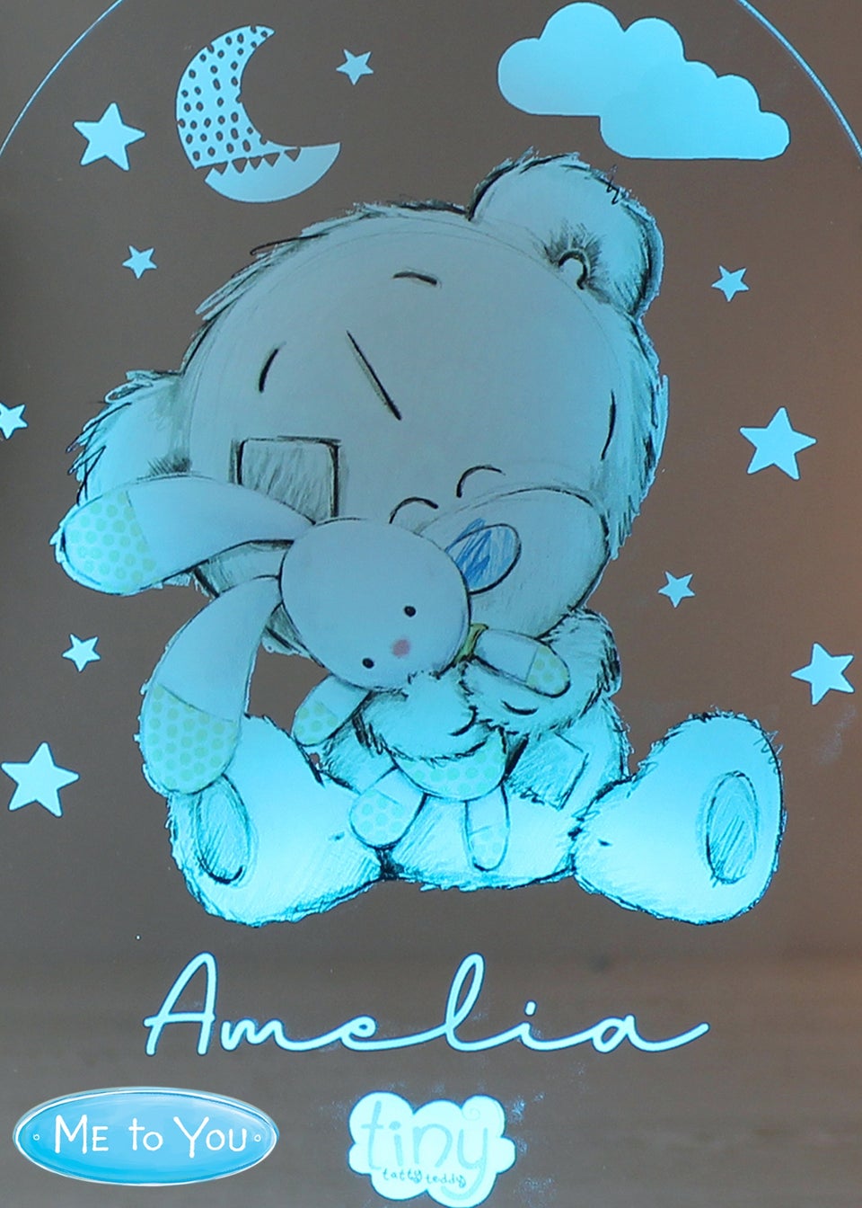 Personalised Memento Company Tiny Tatty Teddy Wooden Based LED Light