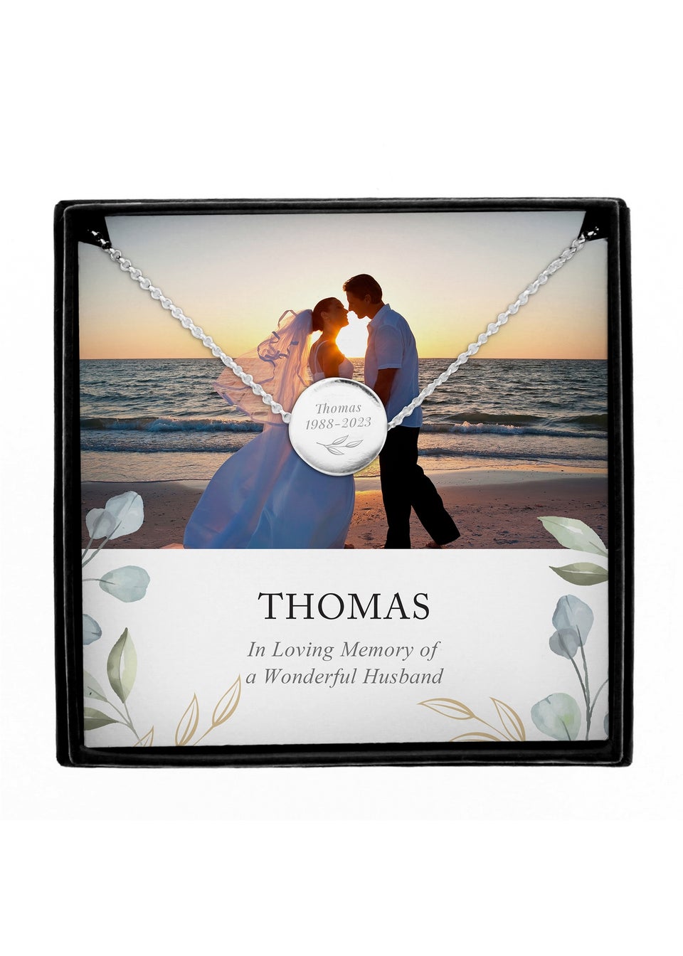 Personalised Memento Company Botanical Memorial Photo Upload Necklace and Box
