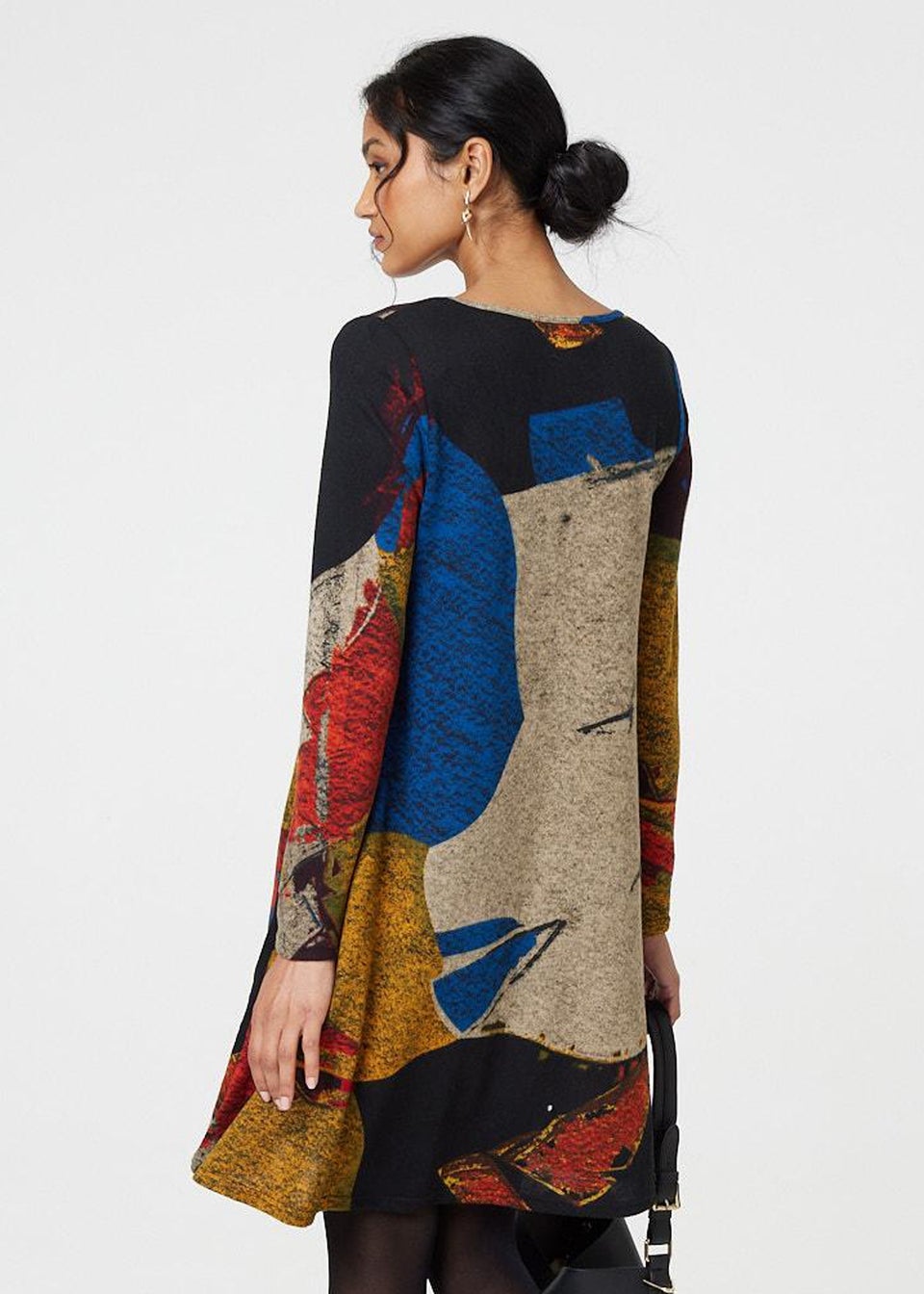 Izabel London Red Abstract Print Short Swing Dress Matalan
