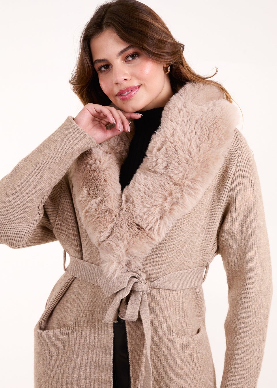 Fur pocket cardigan clearance