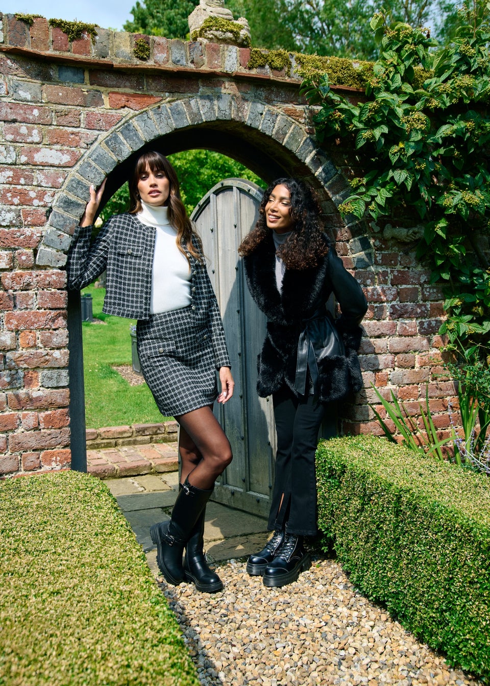 Boucle button front coat store