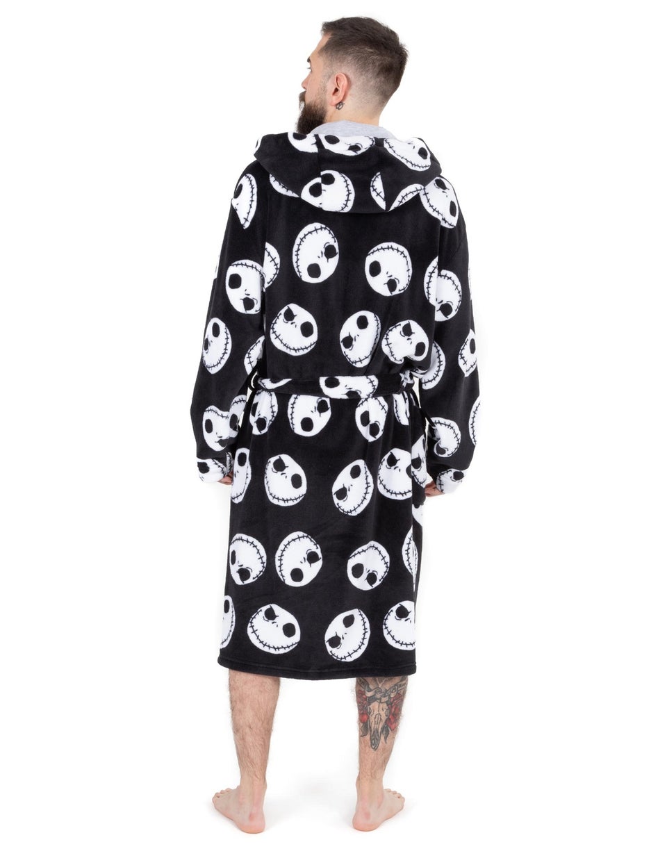 Disney The Nightmare Before Christmas Mens Black Jack Skellington Bathrobe