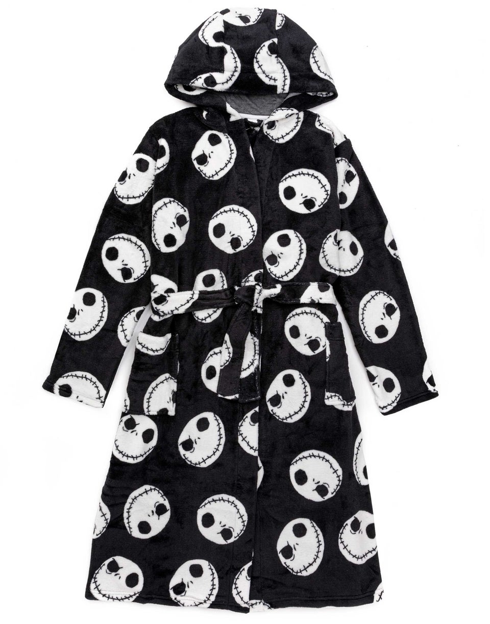 Disney The Nightmare Before Christmas Mens Black Jack Skellington Bathrobe