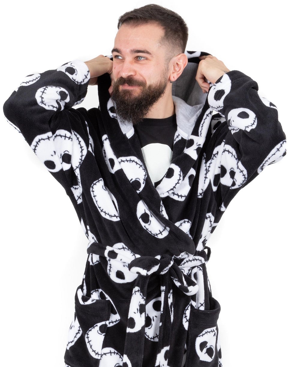 Disney The Nightmare Before Christmas Mens Black Jack Skellington Bathrobe