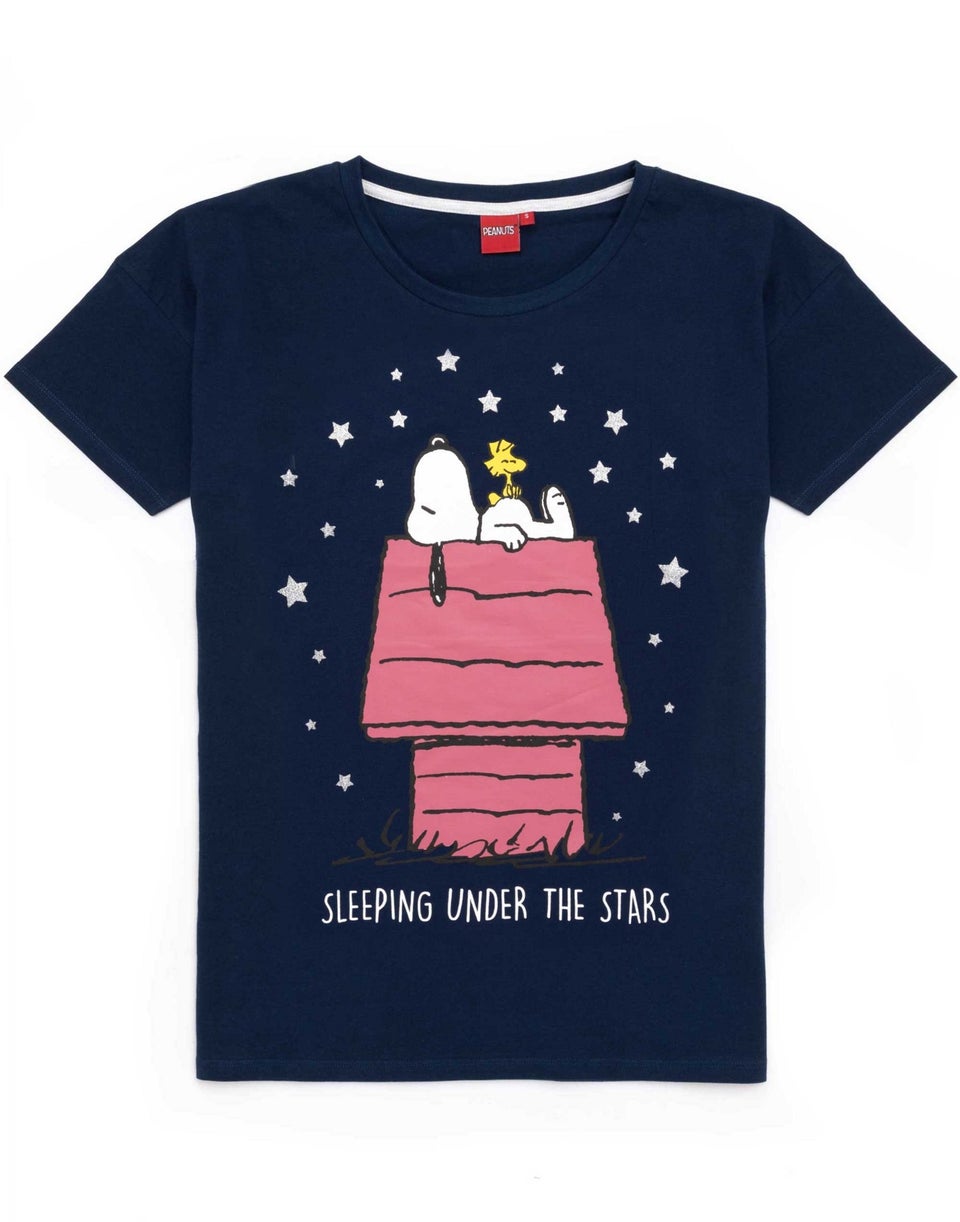 Peanuts Blue Snoopy Short Sleeve Long Leg Pyjama Set Matalan