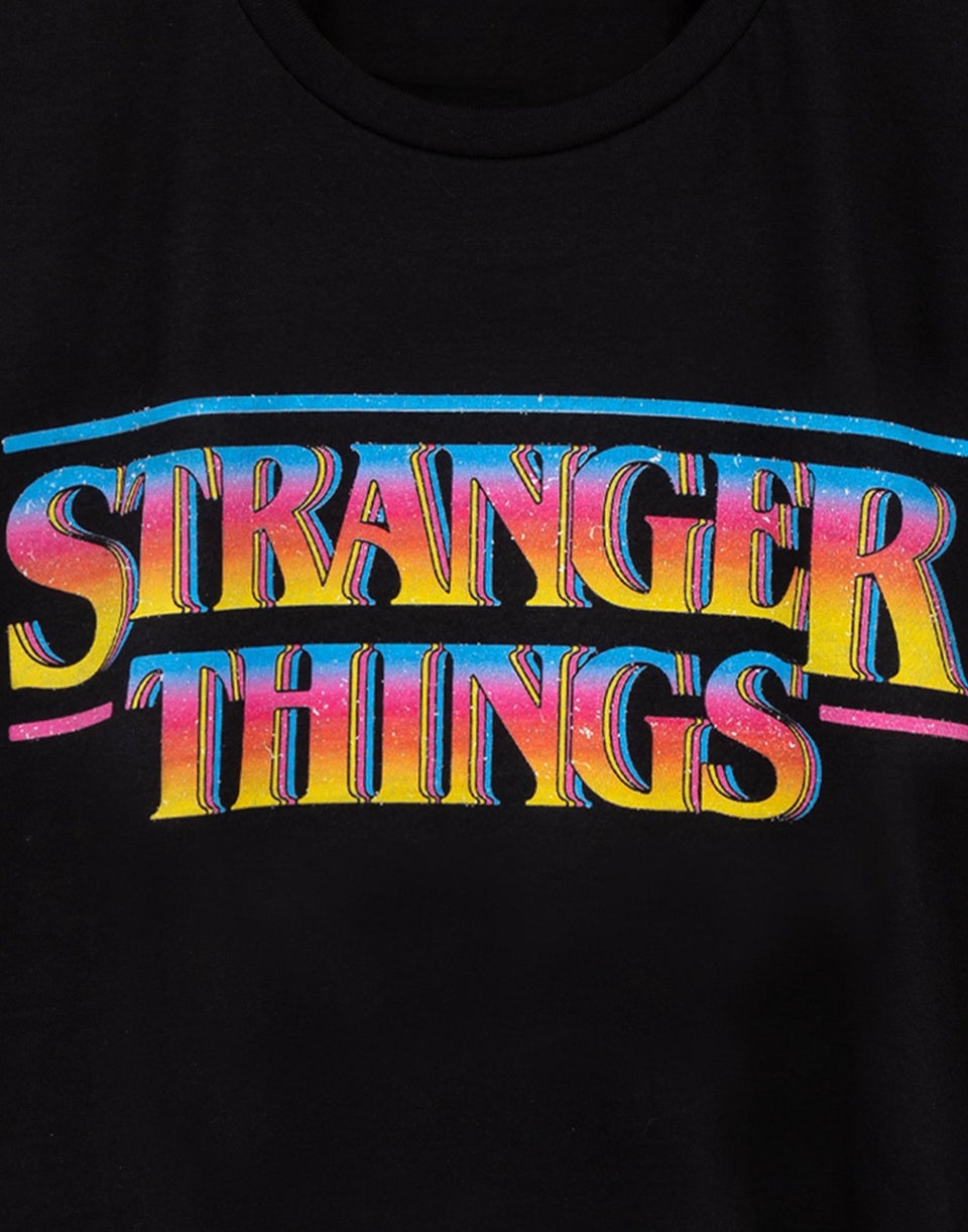 Stranger Things Mens Black Retro Logo T-Shirt