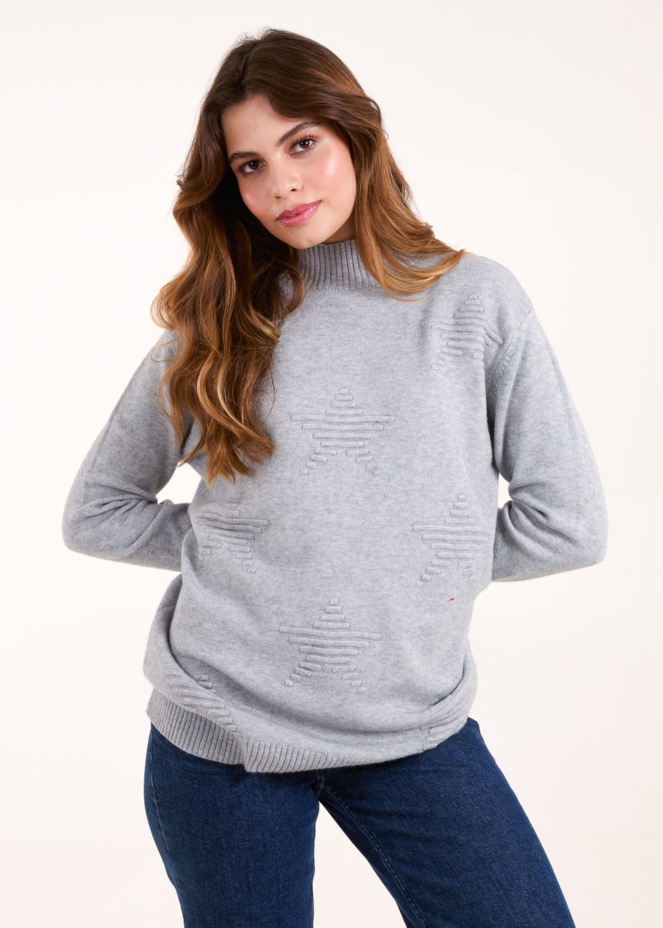 Blue Vanilla Grey High Neck Star Jumper