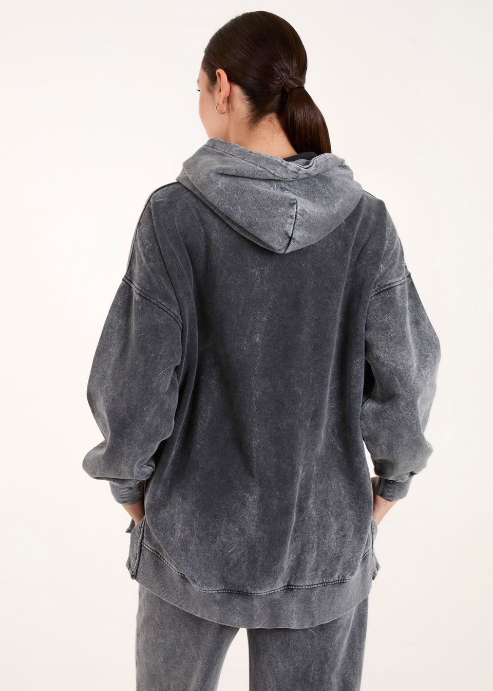 Blue Vanilla Grey Rock & Roll Acid Wash Hoodie